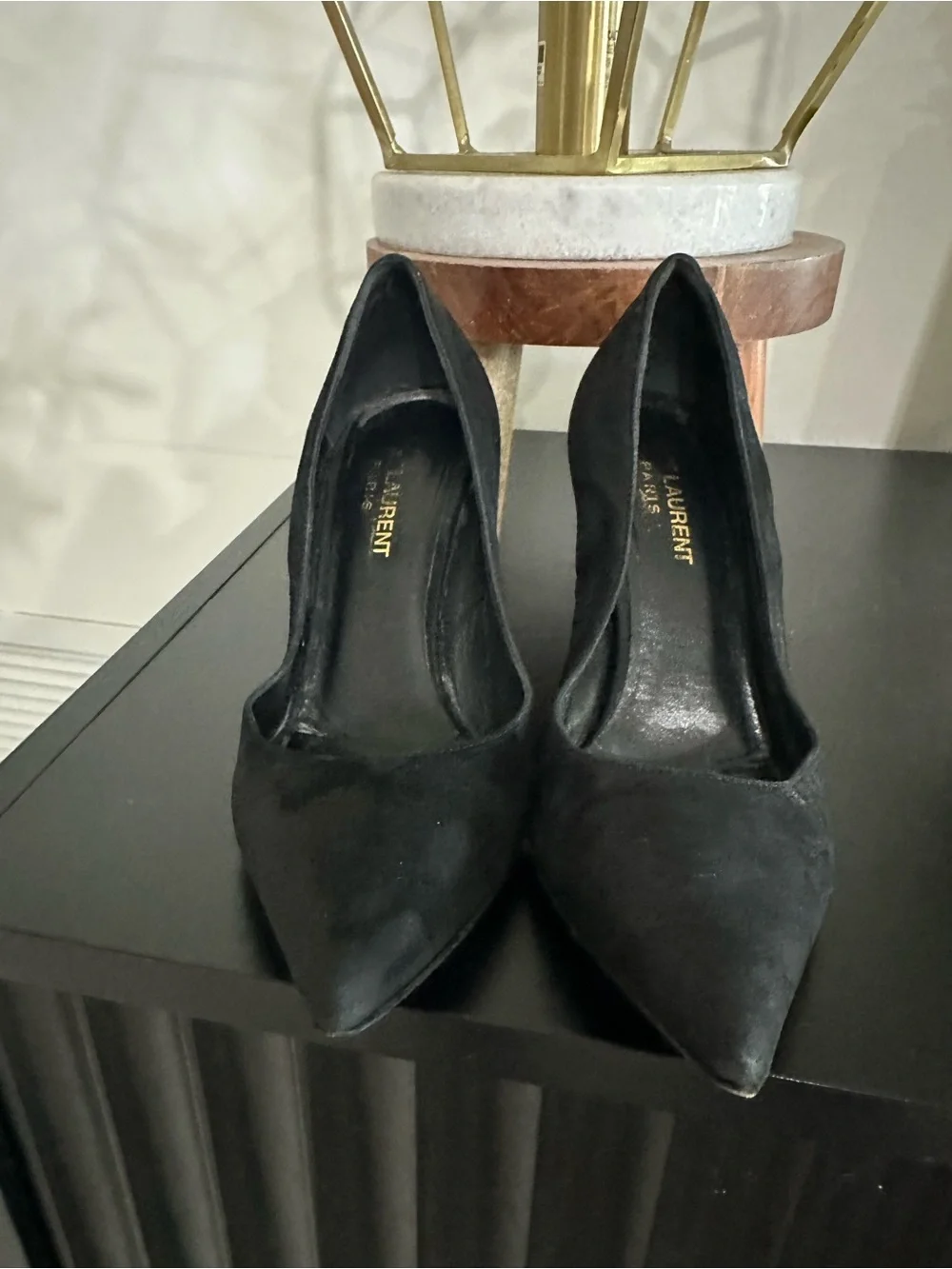 Saint Laurent Black Suede Pointed Pumps